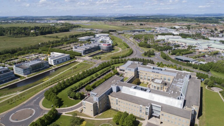 Drone photography of offices at Edinburgh Business park by Glasgow drone photographers Blink Imaging