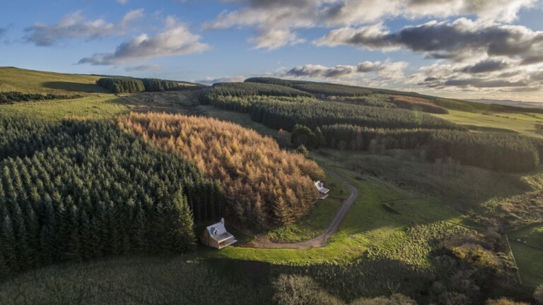 Drone photography of holiday chalets by Glasgow drone photographers Blink Imaging