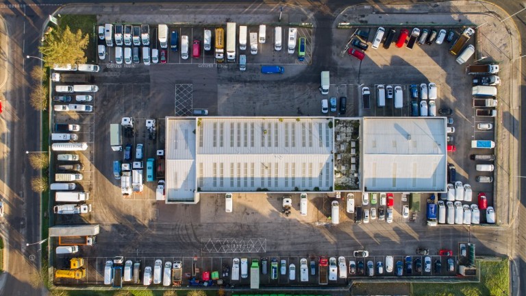 Aerial View looking down at Van Servicing Depot in Aberdeen