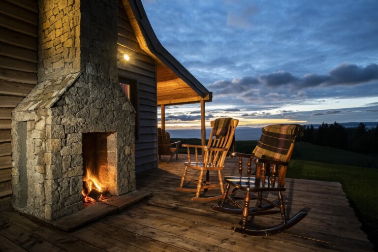 Evening shot of holiday chalet by Edinburgh hospitality and leisure photographers Blink Imaging